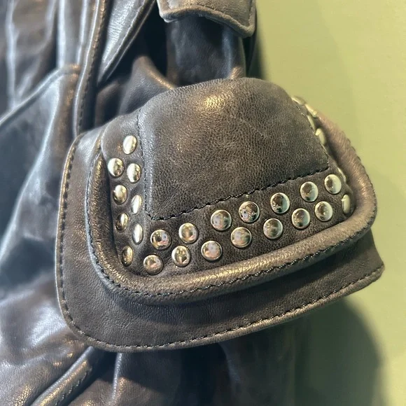 ๐ฅ๐๐ฅJason Wu Distressed Blue Leather Studded Hobo Satchel Bag - Picture 5 of 9